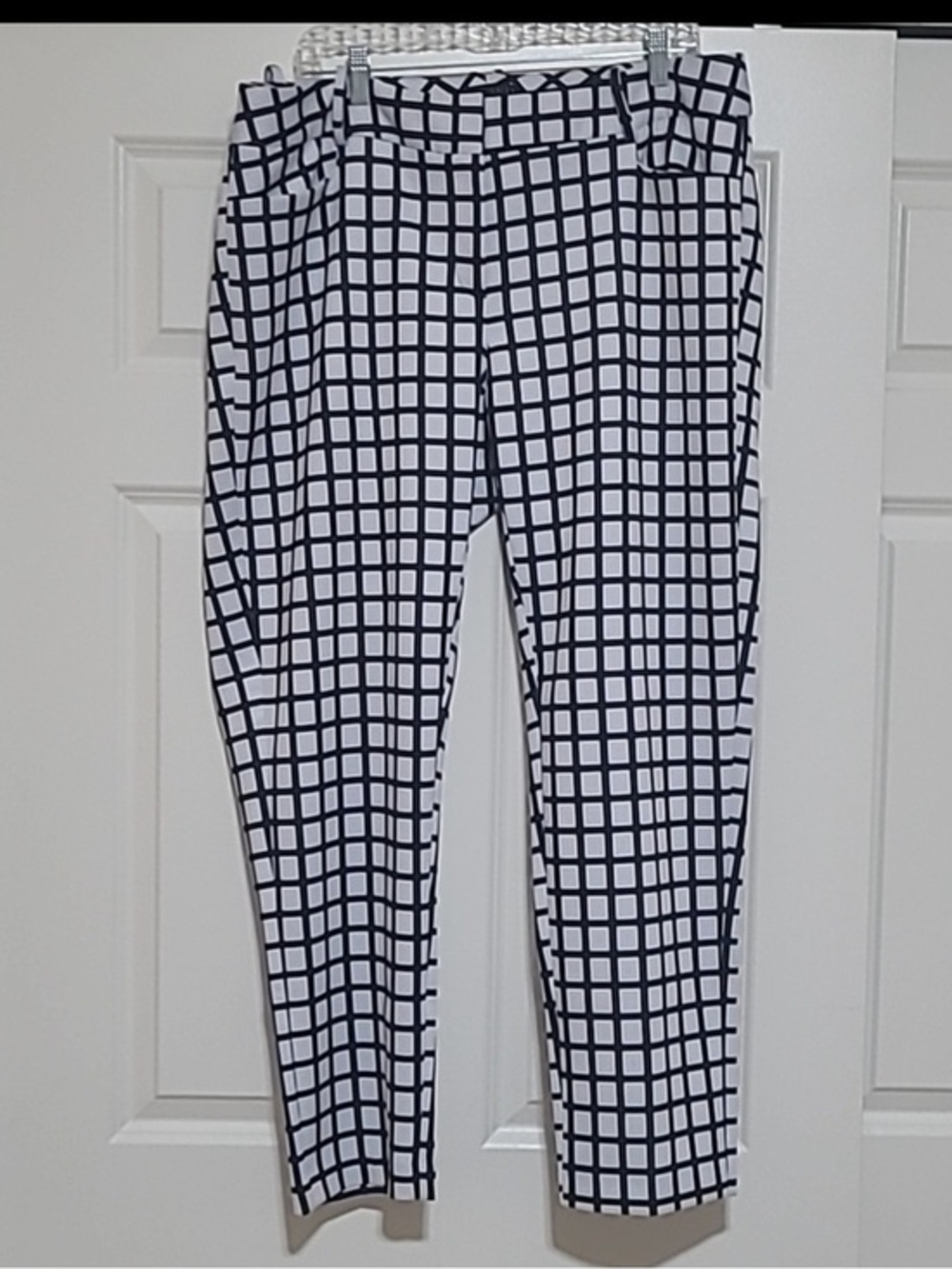 Eloquii Black and White Check Straight Leg Pants